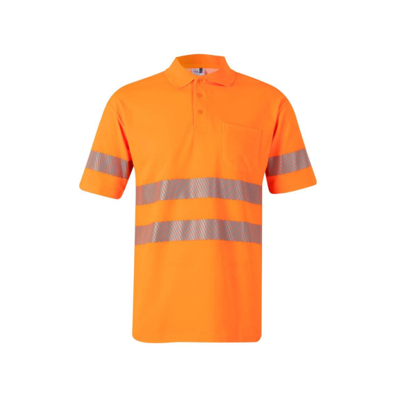 Fluorescent cotton short sleeve polo Reflatex RS with reflective strips Series 305522 VELILLA