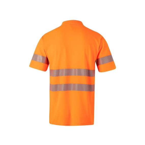 Fluorescent cotton short sleeve polo Reflatex RS with reflective strips Series 305522 VELILLA