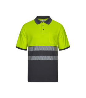 Polo de algodão bicolor de alta visibilidade de manga curta Reflatex RS Série 305523 VELILLA