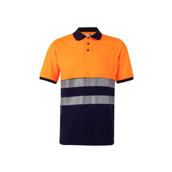 High visibility bicolor cotton polo shirt short sleeve Reflatex RS Series 305523 VELILLA