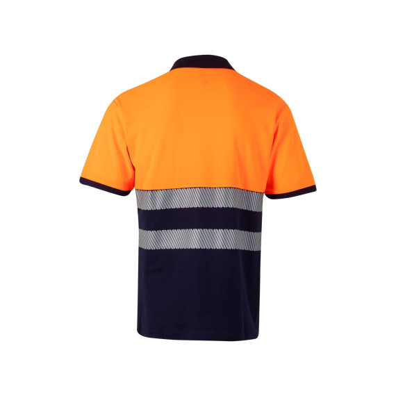 Polo de algodão bicolor de alta visibilidade de manga curta Reflatex RS Série 305523 VELILLA