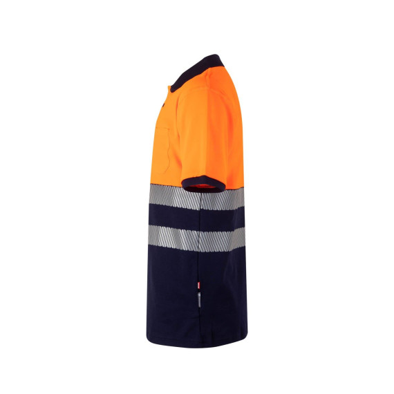 Polo de algodão bicolor de alta visibilidade de manga curta Reflatex RS Série 305523 VELILLA