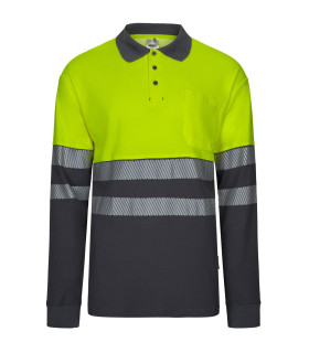 Polo de algodón bicolor manga larga Reflatex RS de alta visibilidad Serie 305525 VELILLA