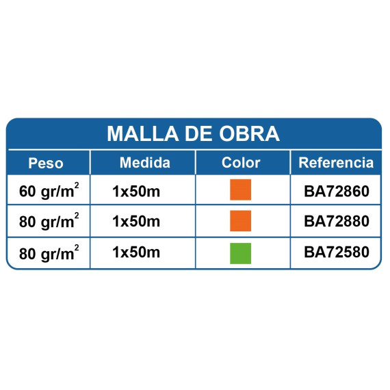 Malla de protección de obra 1 x 50 m SEKURECO