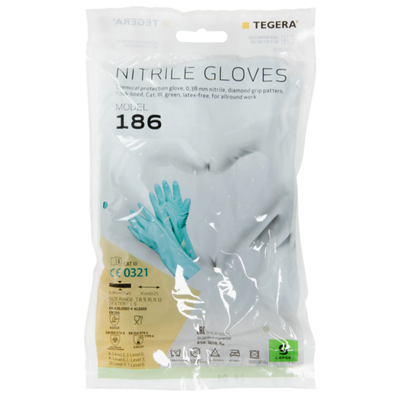 Luvas longas contra substâncias químicas TEGERA CHEMFORCE 186 (10 pares)