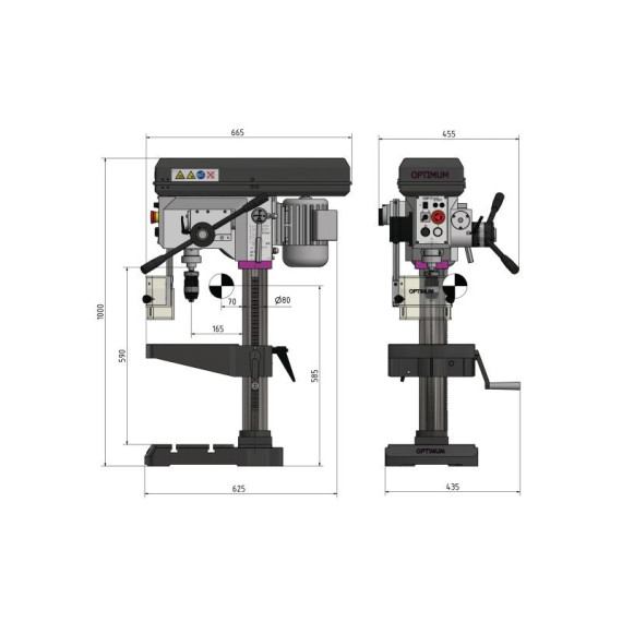 Taladro con avance automático DH 28FT - 400 V OPTIMUM