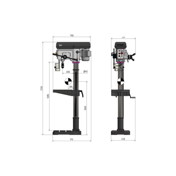 Taladro con avance automático DH 28FS - 400 V OPTIMUM