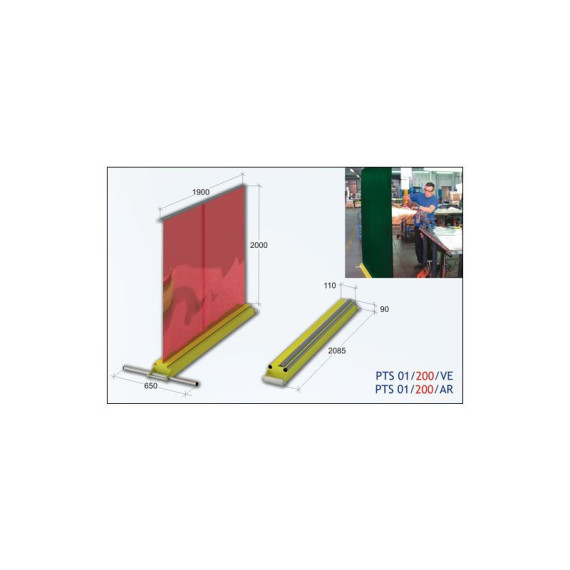 Mampara de protección de soldadura PTS 01/200/AR – Naranja METALWORKS