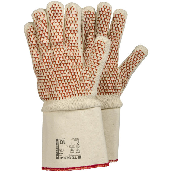 Heat-resistant cotton gloves, nitrile dots Cat II TEGERA 484 (6 pairs) (Size 10)