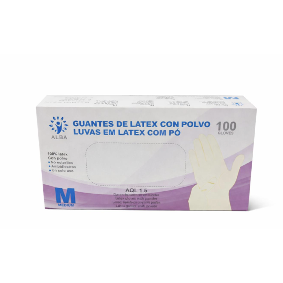 Guantes de examen de látex con polvo ALBA