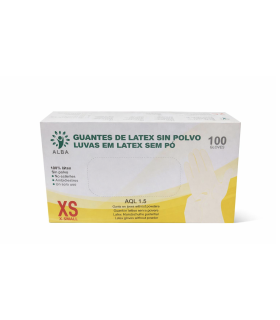 Luvas de exame de látex sem pó ALBA 100 unidades