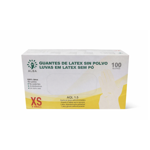 Guantes de examen de latex sin polvo ALBA