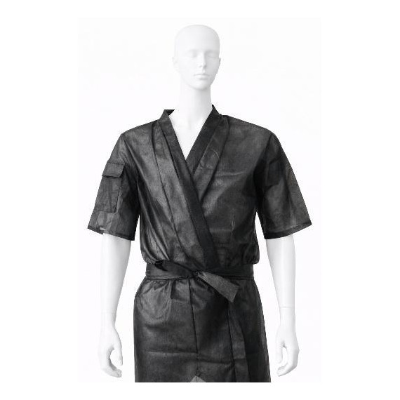 Kimono monouso nero con tasca ALBA