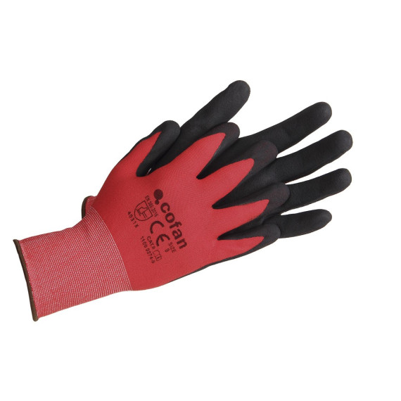 Handschuh imprägnierter Nitrilschaumrot / Schwarz (12 unds)