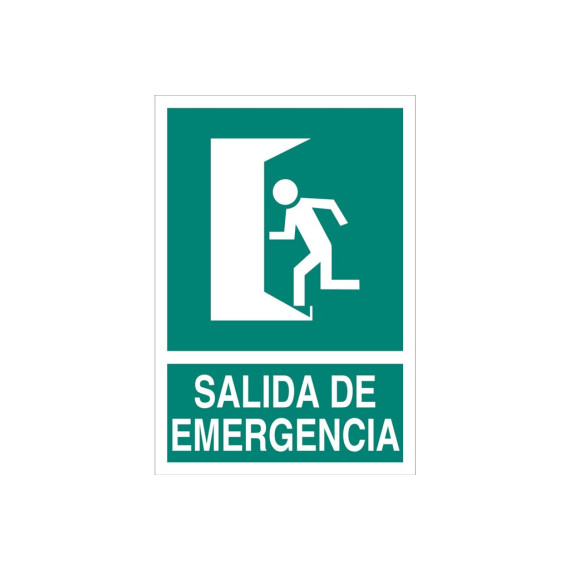 Señal de evacuación pictorama y texto - Salida de Emergencia izquierda