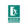Señal de evacuación que indica Salida de emergencia pictograma y texto izquierda COFAN