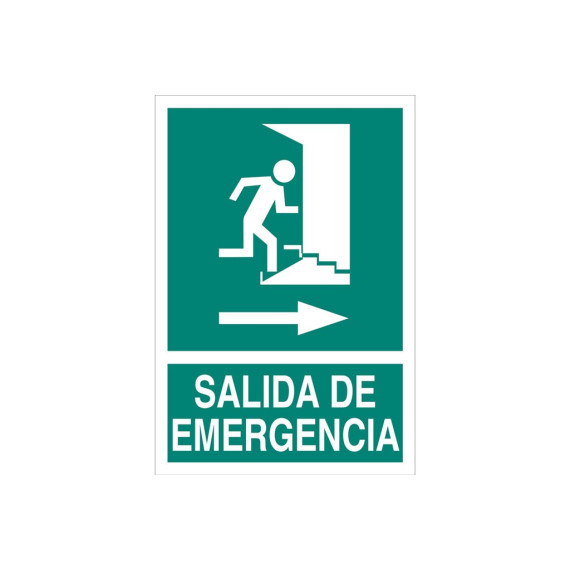 Señal evacuación pictorama y texto - Salida Emergencia flecha derecha