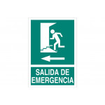 Señal evacuación pictorama y texto Salida Emergencia flecha izquierda