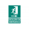 Escalera de Emergencia derecha, cartel de texto y pictograma COFAN