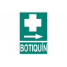 Evacuation sign First aid kit right arrow, text and pictogram COFAN