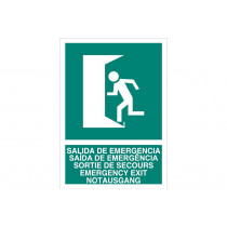Señal evacuación pictorama y texto - Salida de Emergencia multilingüe