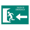 Señal evacuación Salida emergencia lado Izquierdo, con texto COFAN