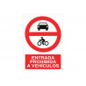 Sinal de proibição de entrada a veículos (pictograma e texto) COFAN