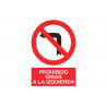 Sign prohibiting turning left (text and pictogram) COFAN
