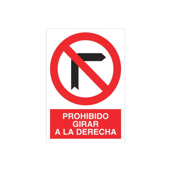 Pictogram and text sign - Turn right
