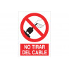 Prohibition sign Do not pull the cable (text and pictogram) COFAN