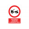 Pictogram sign and text No parking "We warn you Crane" COFAN