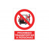 Signo de proibição de transporte de pessoas (texto e pictograma) COFAN