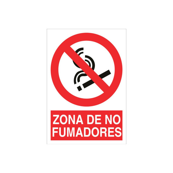 Señal prohibido pictograma y texto - Zona de no fumadores