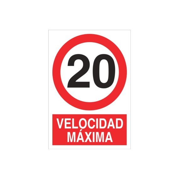 Señal prohibido pictograma y texto - Velocidad máxima