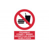 Señal de prohibido comer y beber excepto en zonas habilitadas COFAN
