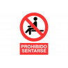 Señal de Prohibido sentarse (texto y pictograma) COFAN