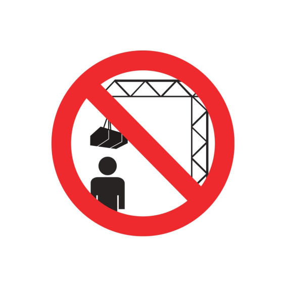 Loading Prohibited Pictogram Sign: Forbidden to be prohibited under load of the Cofan crane