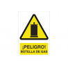 Señal advertencia pictograma y texto ¡Peligro! botella de gas COFAN