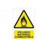 Señal de advertencia ¡Peligro! material combustible (texto y pictograma) COFAN