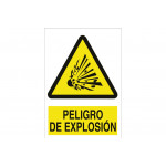 Señal advertencia pictorama y texto - Peligro de explosión