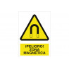 Signo de perigo! zona magnética (texto e pictograma)