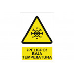 Signal Warnmictorama und Text - Gefahr! niedrige Temperatur