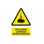Sinal Advertindo Pictorama e Texto - Perigo! cargas suspensas