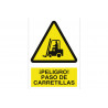 Señal de seguridad ¡Peligro! paso de carretillas (texto y pictograma) COFAN