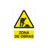 Señal de advertencia y peligro Zona de obras (texto y pictograma) COFAN