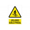 Warning sign Danger fragile soil (text and pictogram) COFAN