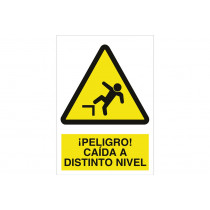 Signal Avertissement Pictorama et Text - Danger! tomber à autre niveau