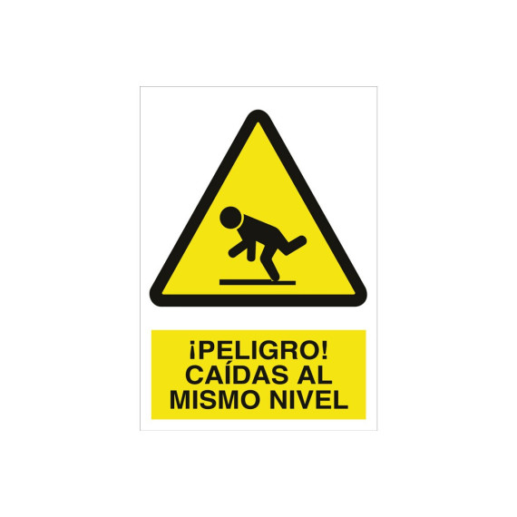 Sinal Advertindo Pictorama e Texto - Perigo! cair no mesmo nível