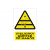 Pictogram and text warning sign Danger! COFAN hand cuts