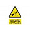 Warning and danger sign Attention! machine under repair COFAN